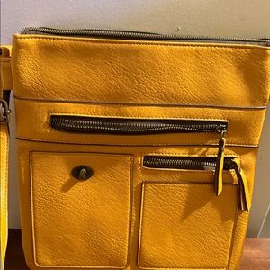 Compact Yellow Crossbody Bag with Front Pockets